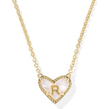Ari Heart Letter Short Pendant Necklace, Gold