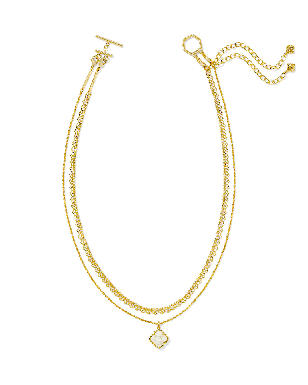 Mallory Rose Gold Multi Strand Necklace, Ivory Mother of Pearl