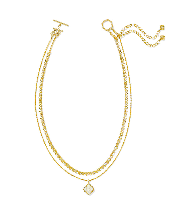 Mallory Rose Gold Multi Strand Necklace, Ivory Mother of Pearl