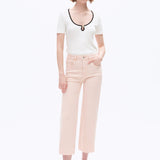 High Rise Straight Leg Jean, Pale Dogwood