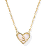 Ari Heart Letter Short Pendant Necklace, Gold
