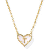 Ari Heart Letter Short Pendant Necklace, Gold
