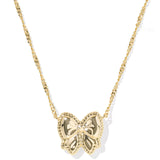 Haley Bow Short Pendant Gold Necklace, Blush MOP