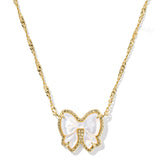 Haley Bow Short Pendant Gold Necklace, Ivory MOP