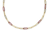 Courtney Gold Enamel Link and Chain Necklace, Burgundy