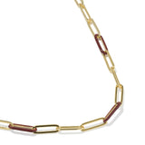 Courtney Gold Enamel Link and Chain Necklace, Burgundy