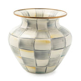 Sterling Check Enamel Large Vase
