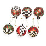 Tartan Glass Ball Ornaments, Set/6