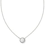 Volleyball Silver Short Pendant Necklace in White Mother-of-Pearl