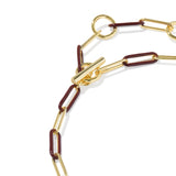 Courtney Gold Enamel Link and Chain Bracelet, Burgundy