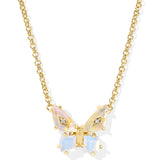 Bianca Butterfly Pendant Necklace, White Iridescent
