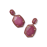 Daphne Enamel Gold Frame Drop Earrings, Maroon Magnesite