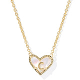 Ari Heart Letter Short Pendant Necklace, Gold
