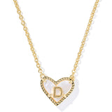 Ari Heart Letter Short Pendant Necklace, Gold