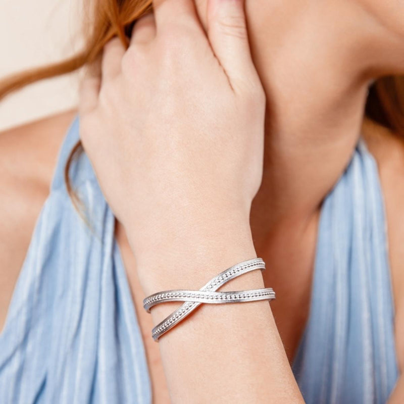 Beaded Cuff Bracelet, Silver