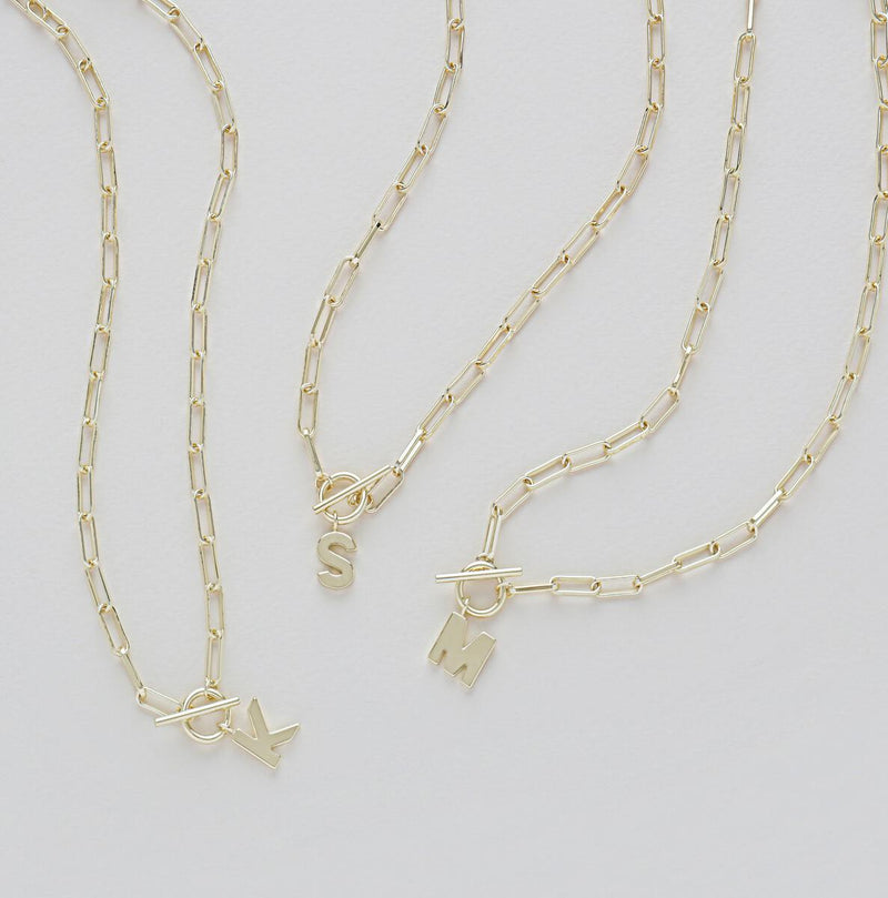 Toggle Initial Necklace, Gold