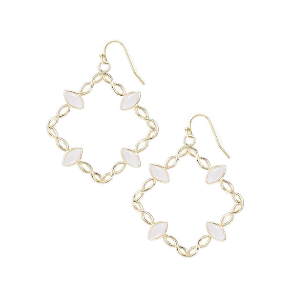 Blossom Statement Earrings, Pearl/Gold