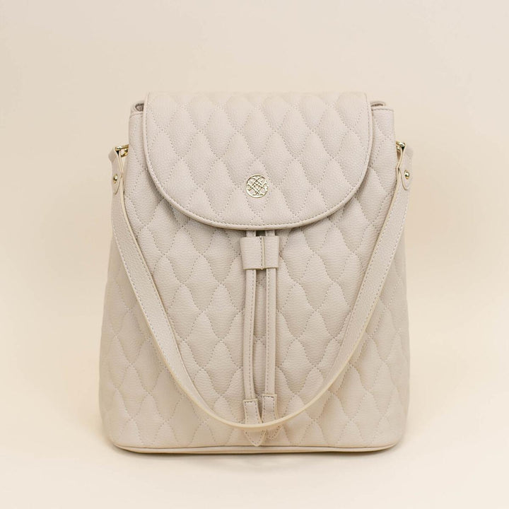 Grace Quilted Backpack, Cream