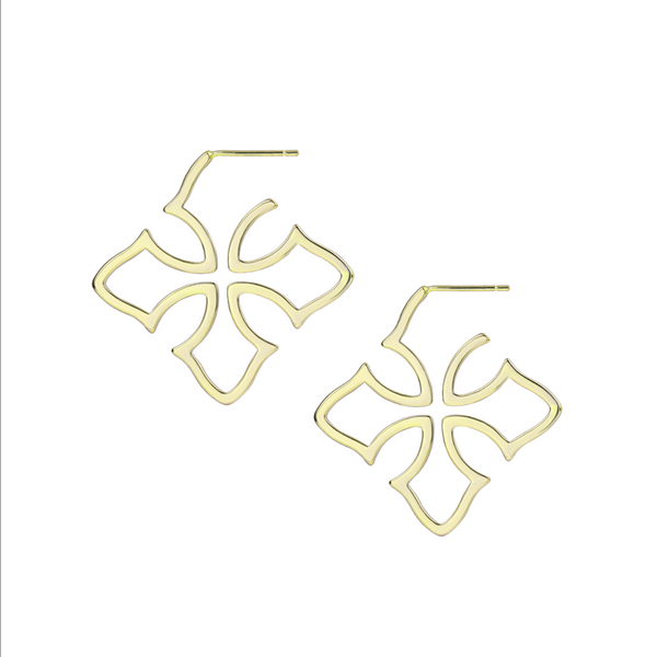 Grace Cross Hoops in Gold