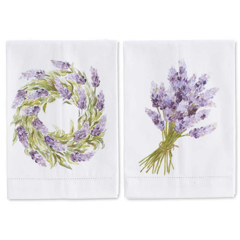 Assorted Lavender Handpainted Cotton Guest Towels