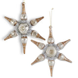 8.5 Inch Copper Mercury Glass Star Ornaments w/Tinsel