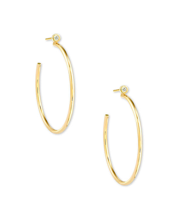 Audrey Hoop Earring, 14k Gold White Diamond