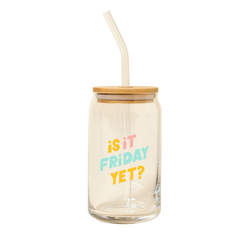 Is It Friday Yet? Glass Beer Can with Straw