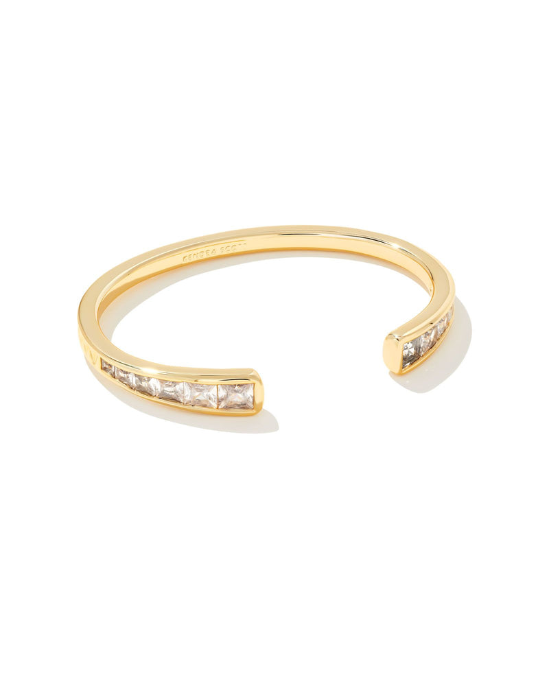 Parker Gold Cuff Bracelet, White Crystal