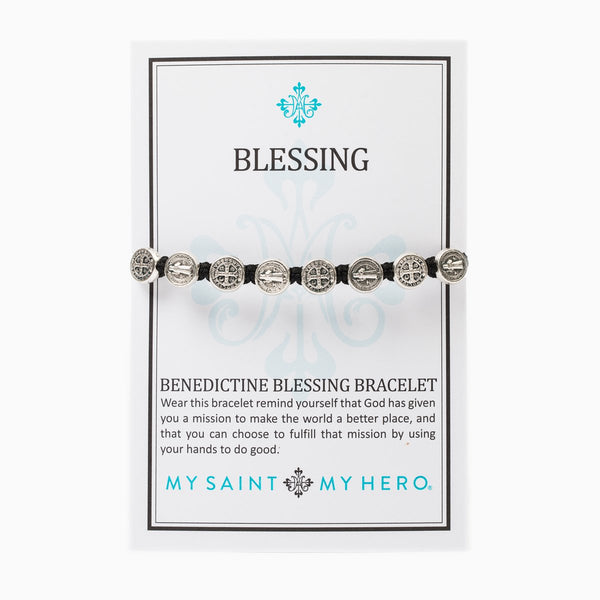 Benedictine Blessing Bracelet, Silver/Black