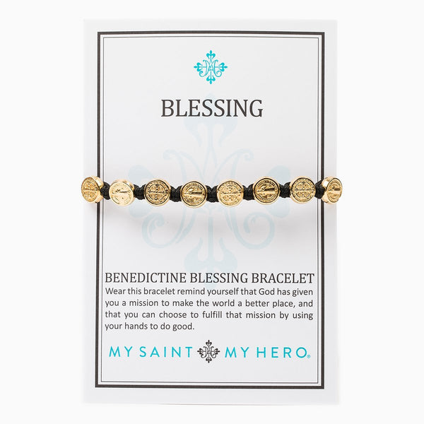 Benedictine Blessing Bracelet, Gold/Black