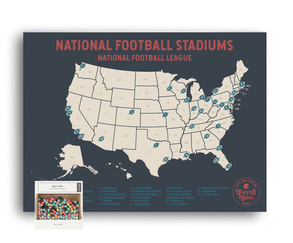 Football Stadium Travel Map, Grey