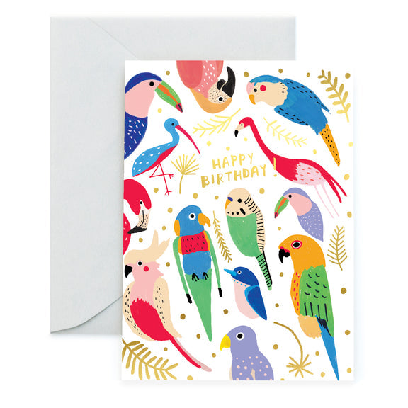 Tropical Feathers Birthday Card