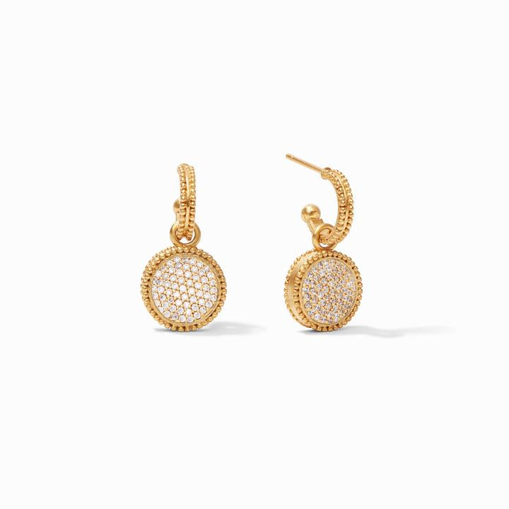 Fleur-de-Lis Hoop & Charm Earring, Pavé Cubic Zirconia