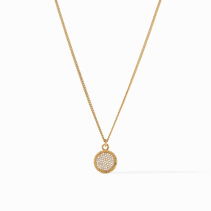 Fleur-de-Lis Solitaire Necklace, Pavé Cubic Zirconia