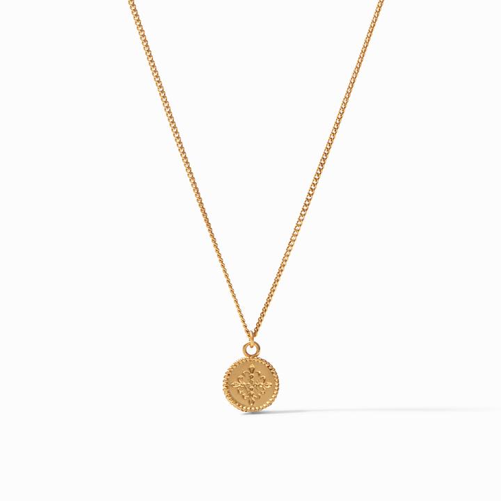 Fleur-de-Lis Solitaire Necklace, Pavé Cubic Zirconia