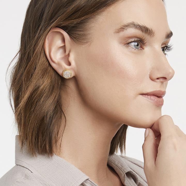 Fleur-de-Lis, Pave Stud, Cubic Zirconia