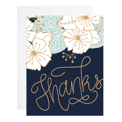 Gold Bouquet Thanks Greeting Card