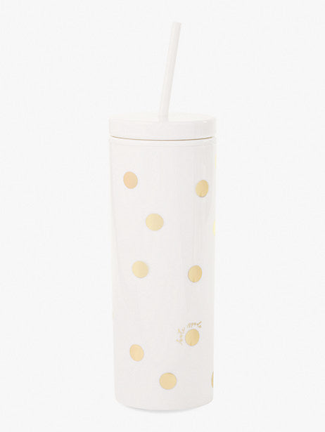 Gold Dot With Script Acrylic Tumbler With Straw