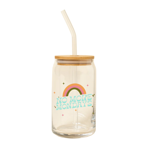 No More Mondays Glass Beer Can with Straw