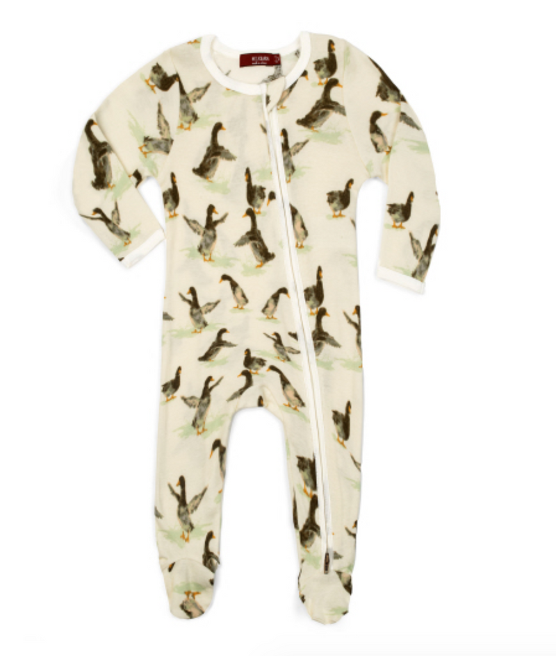 Duck Zippered Footed Romper