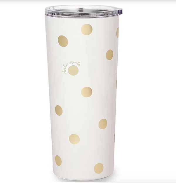 Gold Dot With Script Stainless Steel Tumbler