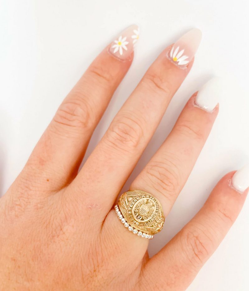Lexi Silver Beaded Ring, 2mm