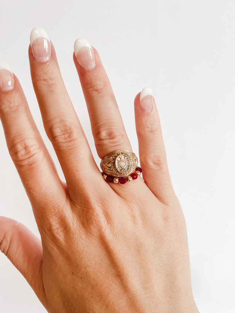 Maroon Swarovski Beaded Ring