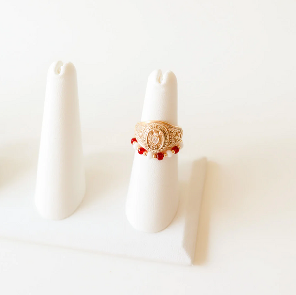 Poppi Ring, Maroon & White