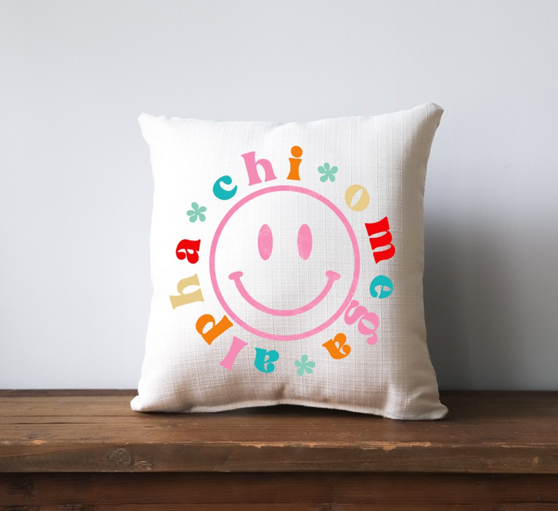 Greek Smiley Face Pillow Sabi Boutique