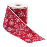 Red Snowflake Wired Ribbon