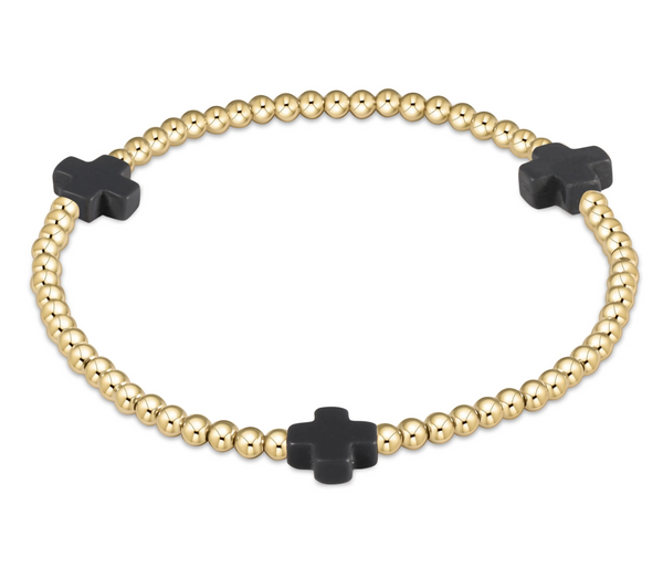 Signature Cross Pattern 3mm Bracelet, Onyx