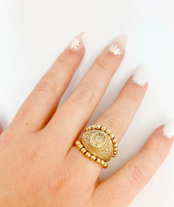 Lauren Gold Beaded Ring, 3mm