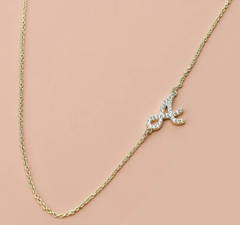 Shine Bright Asymmetrical Initial Necklace, Gold