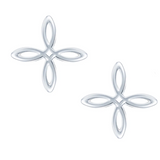 She's Classic Mini Cross Stud Earrings, Silver